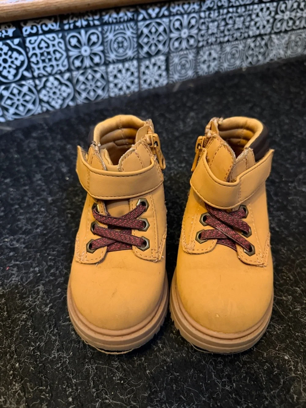 Cat & Jack Tan and Brown Lace-Up Kids Ankle Boots